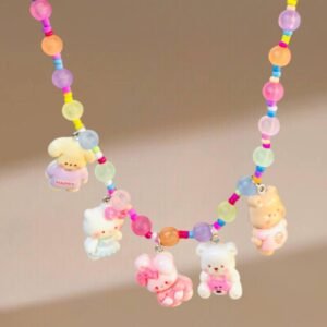 Candy Bead Necklace with Cartoon Charms